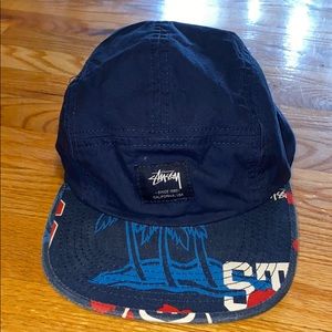 Vintage Stussy 5 Panel Camp Hat Navy blue
